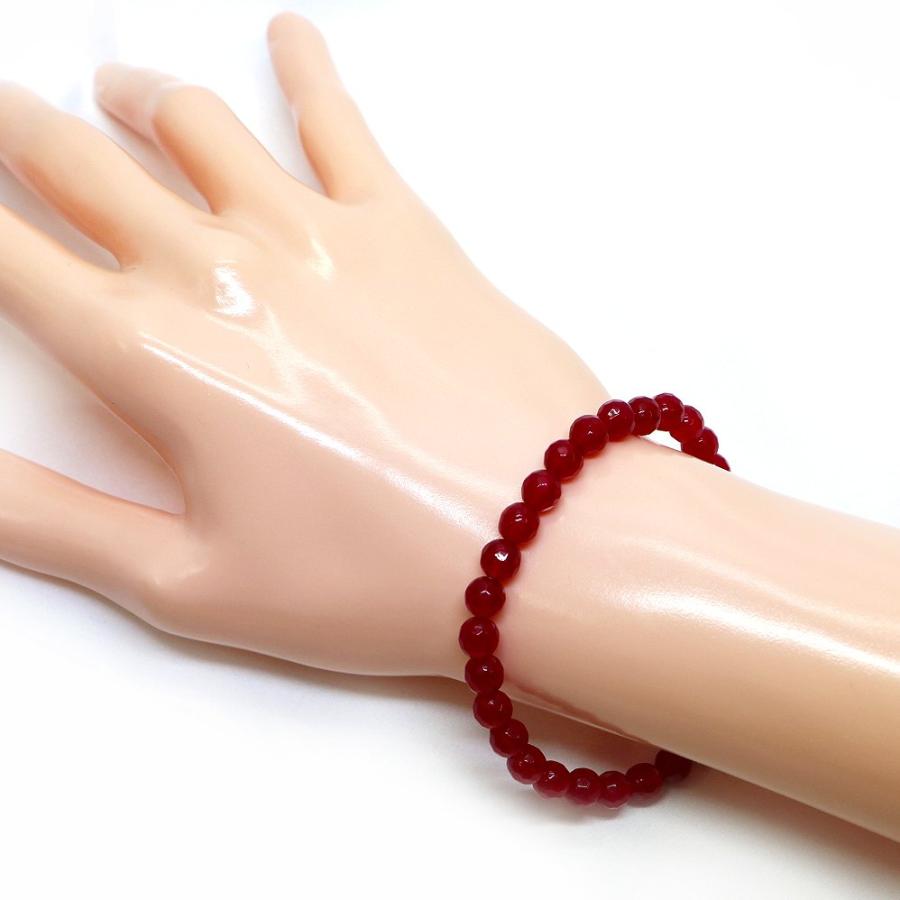 パワーストーン 天然石 ブレスレット カラージェード(レッド・染め) カット 6mm 数珠 念珠 Bracelet お試し価格 |  | 02