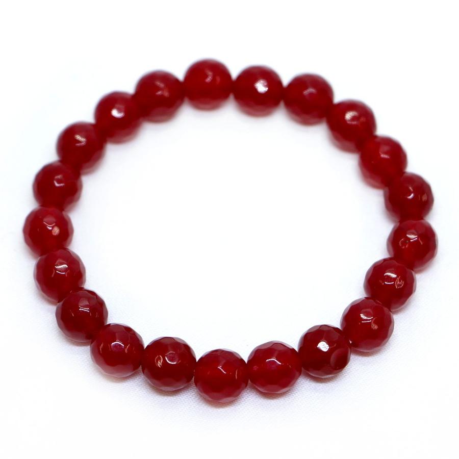 パワーストーン 天然石 ブレスレット カラージェード(レッド・染め) カット 8mm 数珠 念珠 Bracelet お試し価格 |  | 01