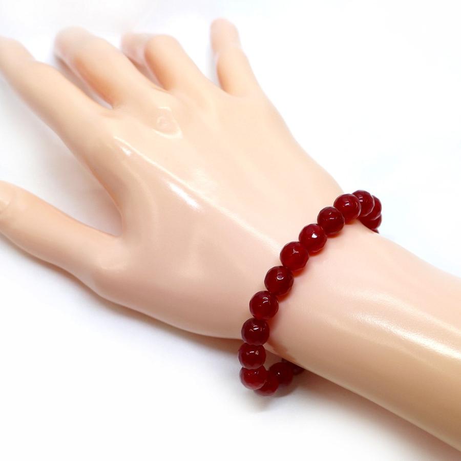 パワーストーン 天然石 ブレスレット カラージェード(レッド・染め) カット 8mm 数珠 念珠 Bracelet お試し価格 |  | 02