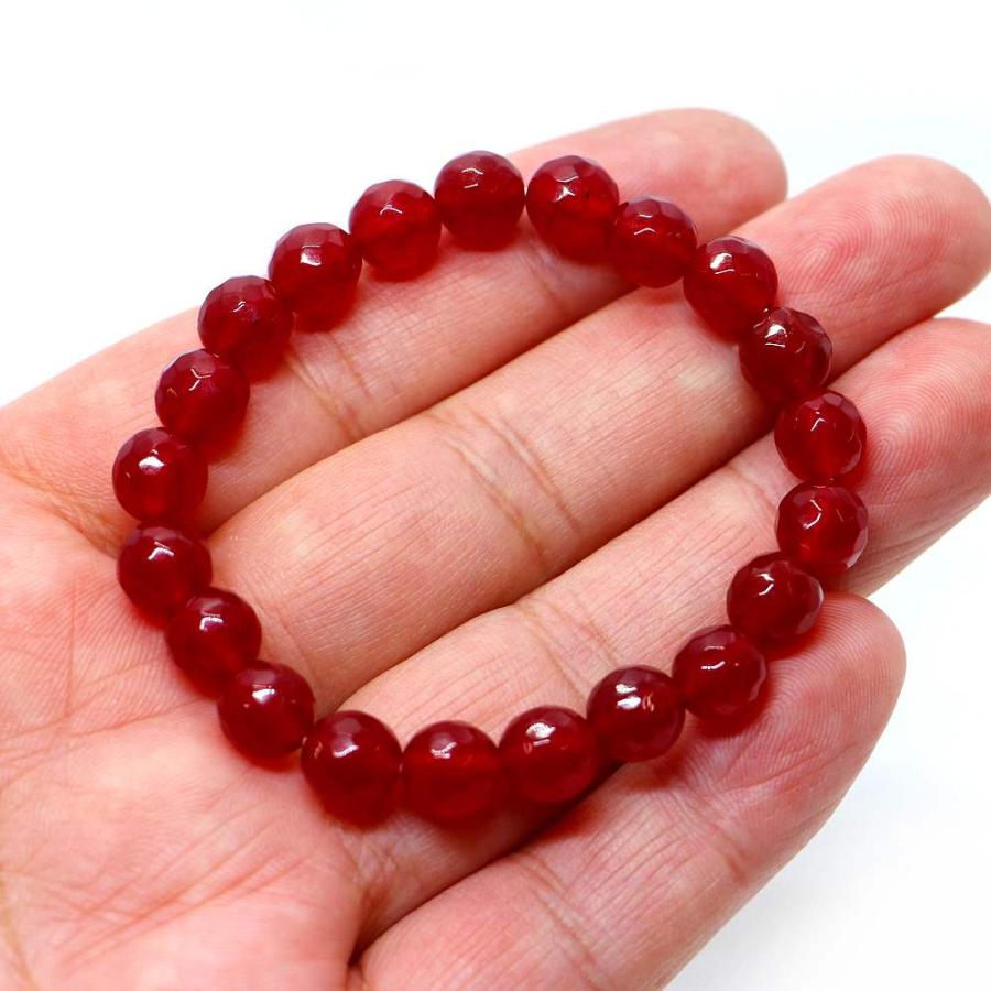パワーストーン 天然石 ブレスレット カラージェード(レッド・染め) カット 8mm 数珠 念珠 Bracelet お試し価格 |  | 04