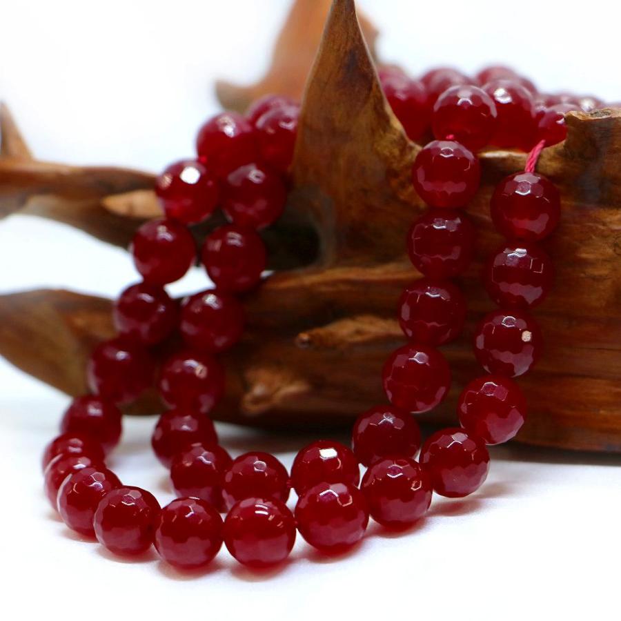 パワーストーン 天然石 ブレスレット カラージェード(レッド・染め) カット 10mm 数珠 念珠 Bracelet お試し価格 |  | 11