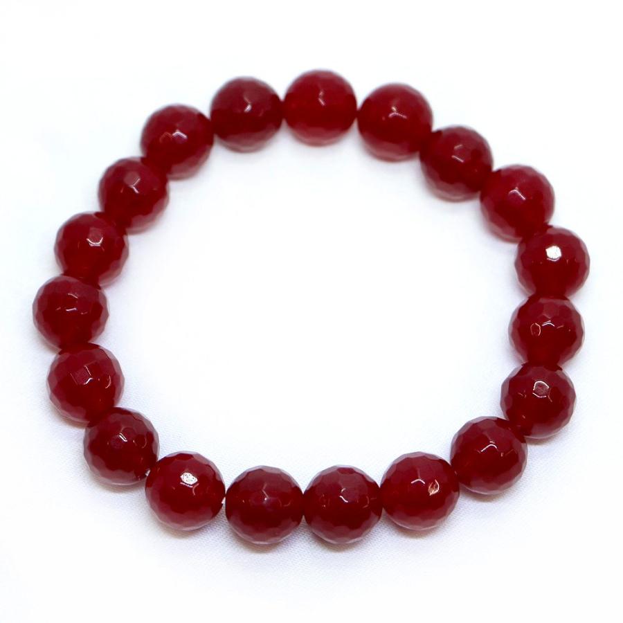 パワーストーン 天然石 ブレスレット カラージェード(レッド・染め) カット 10mm 数珠 念珠 Bracelet お試し価格 |  | 01