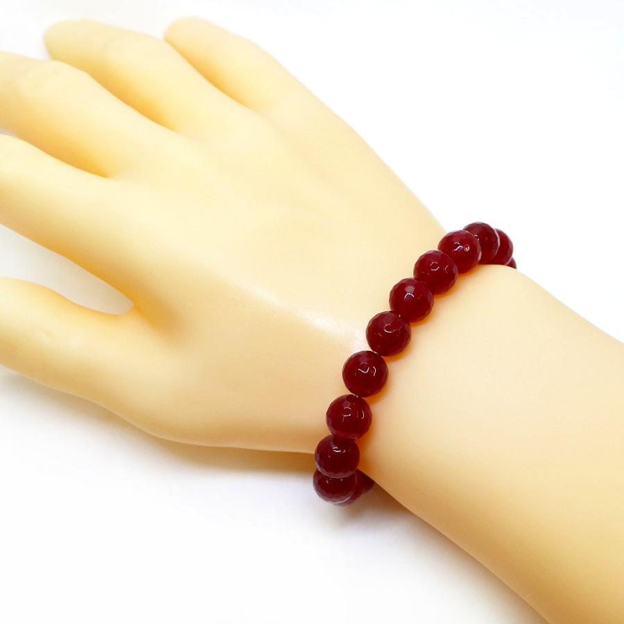 パワーストーン 天然石 ブレスレット カラージェード(レッド・染め) カット 10mm 数珠 念珠 Bracelet お試し価格 |  | 02