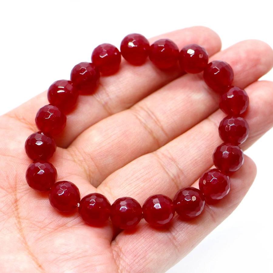 パワーストーン 天然石 ブレスレット カラージェード(レッド・染め) カット 10mm 数珠 念珠 Bracelet お試し価格 |  | 04