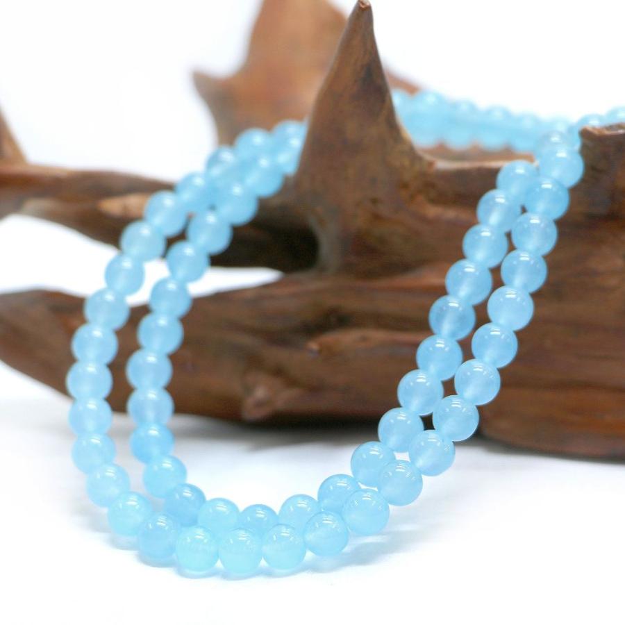 パワーストーン 天然石 ブレスレット カラージェード(ブルー・染め) 丸玉 6mm 数珠 念珠 Bracelet お試し価格 |  | 11