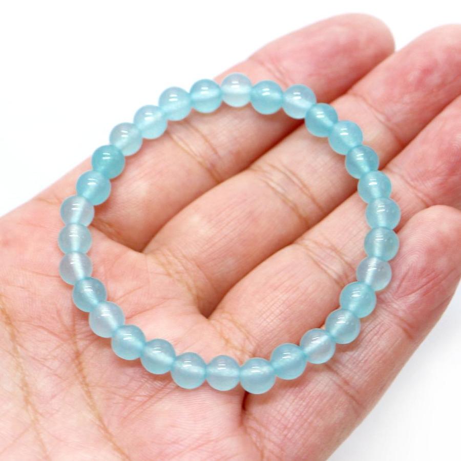 パワーストーン 天然石 ブレスレット カラージェード(ブルー・染め) 丸玉 6mm 数珠 念珠 Bracelet お試し価格 |  | 04