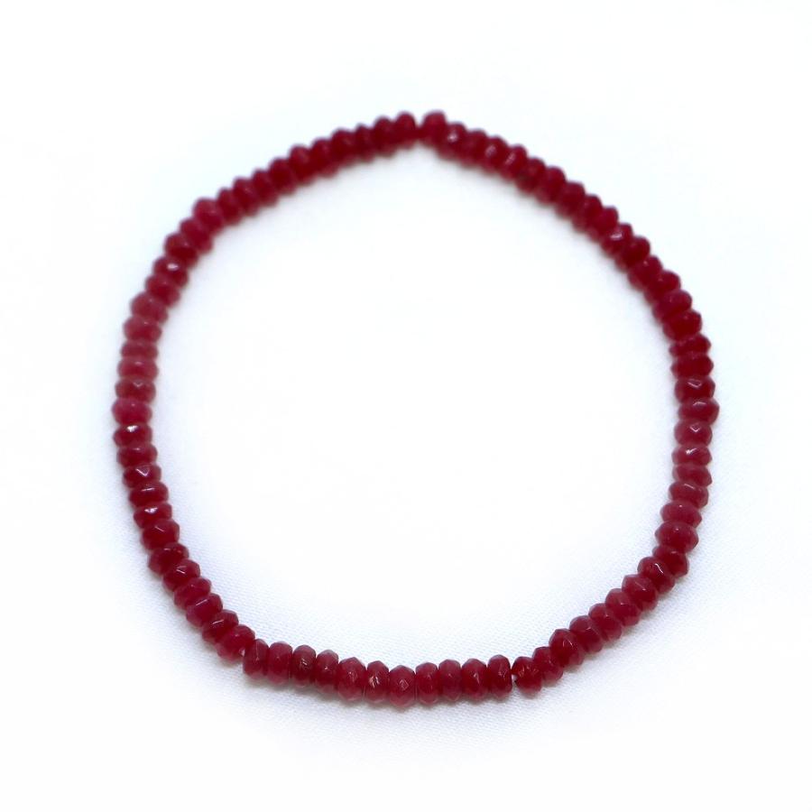 パワーストーン 天然石 ブレスレット カラージェード(レッド・染め) ボタンカット 2×4mm 数珠 念珠 Bracelet お試し価格 |  | 01