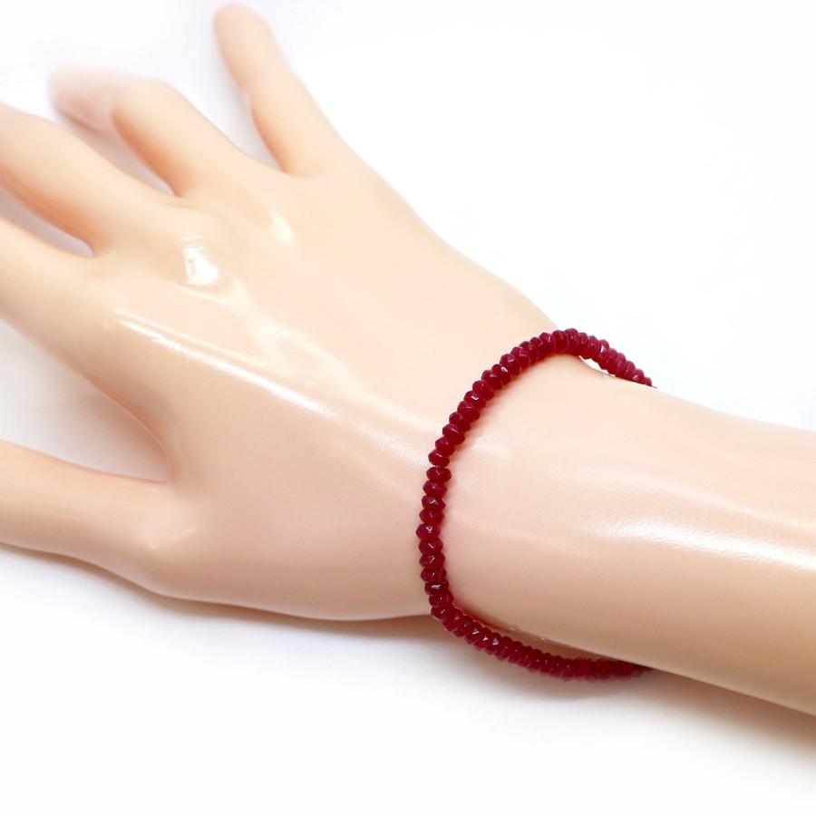 パワーストーン 天然石 ブレスレット カラージェード(レッド・染め) ボタンカット 2×4mm 数珠 念珠 Bracelet お試し価格 |  | 02