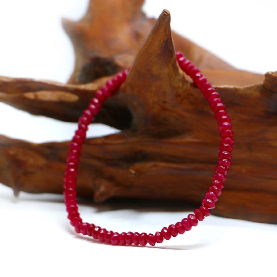 パワーストーン 天然石 ブレスレット カラージェード(レッド・染め) ボタンカット 2×4mm 数珠 念珠 Bracelet お試し価格 |  | 03