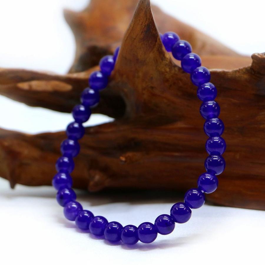 パワーストーン 天然石 ブレスレット カラージェード(パープル・染め) 丸玉 6mm 数珠 念珠 Bracelet お試し価格 |  | 03