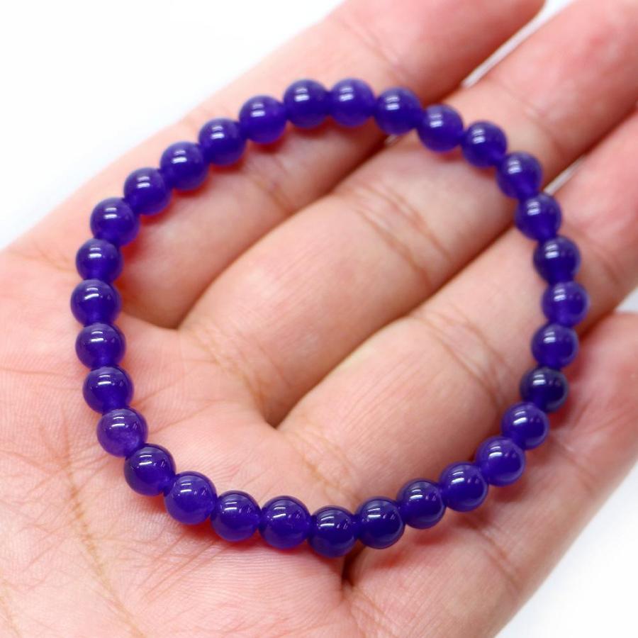 パワーストーン 天然石 ブレスレット カラージェード(パープル・染め) 丸玉 6mm 数珠 念珠 Bracelet お試し価格 |  | 04