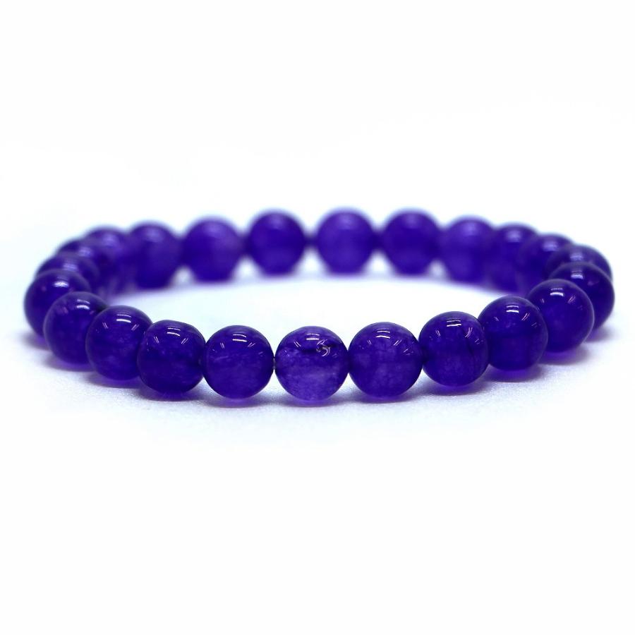 パワーストーン 天然石 ブレスレット カラージェード(パープル・染め) 丸玉 8mm 数珠 念珠 Bracelet お試し価格 | 