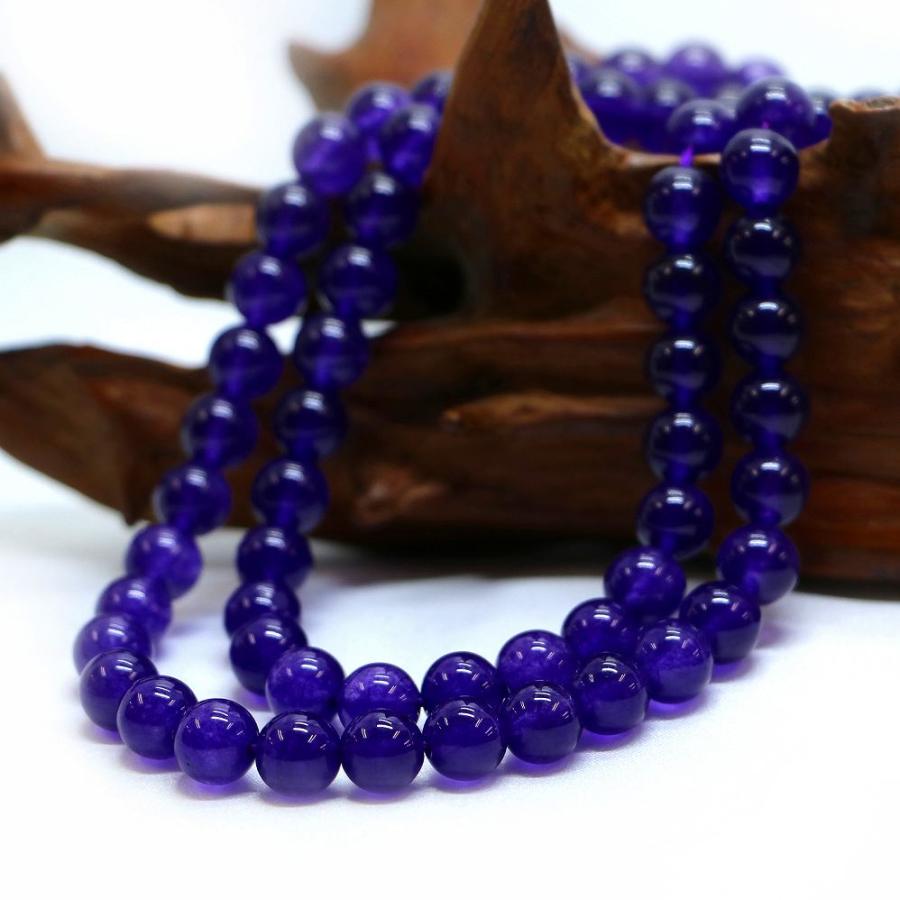 パワーストーン 天然石 ブレスレット カラージェード(パープル・染め) 丸玉 8mm 数珠 念珠 Bracelet お試し価格 |  | 11