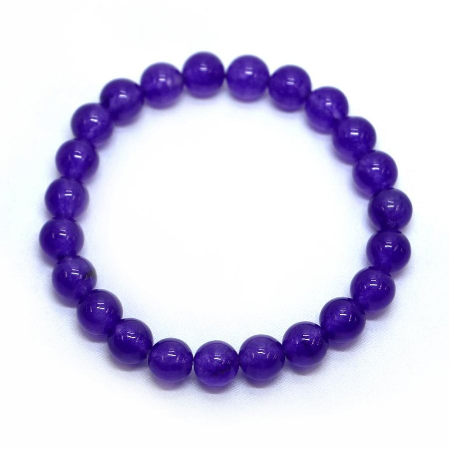 パワーストーン 天然石 ブレスレット カラージェード(パープル・染め) 丸玉 8mm 数珠 念珠 Bracelet お試し価格 |  | 01