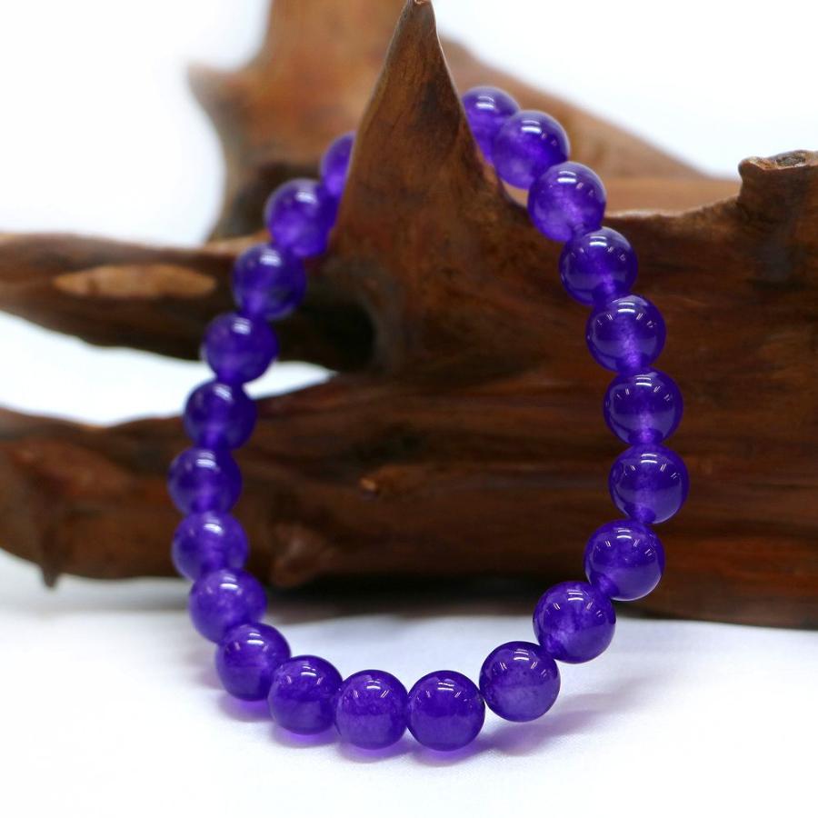 パワーストーン 天然石 ブレスレット カラージェード(パープル・染め) 丸玉 8mm 数珠 念珠 Bracelet お試し価格 |  | 03
