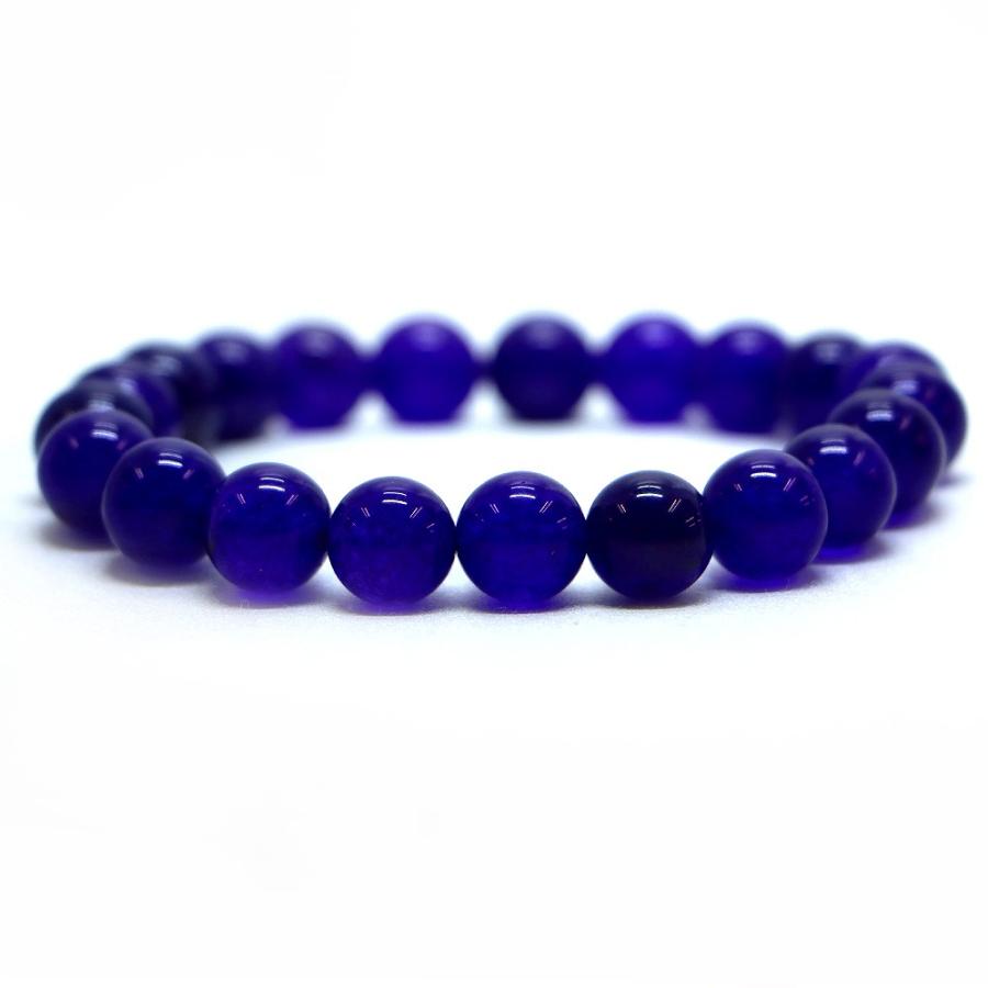 パワーストーン 天然石 ブレスレット カラージェード(パープル・染め) 丸玉 10mm 数珠 念珠 Bracelet お試し価格 | 