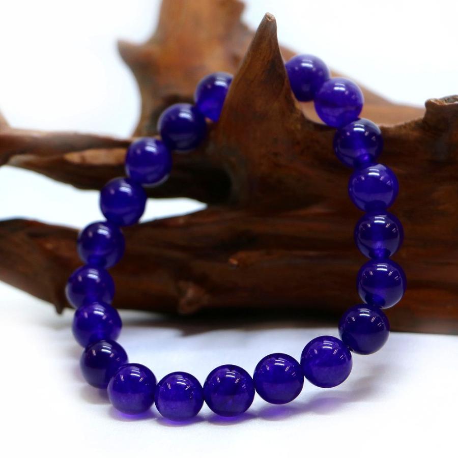 パワーストーン 天然石 ブレスレット カラージェード(パープル・染め) 丸玉 10mm 数珠 念珠 Bracelet お試し価格 |  | 03