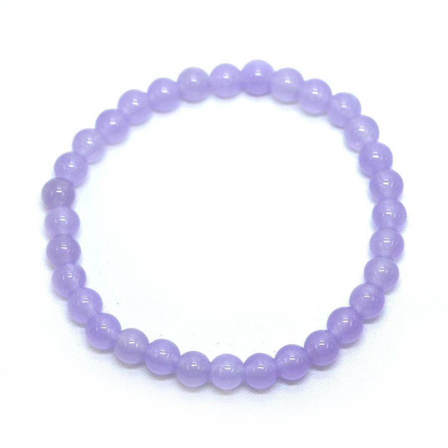 パワーストーン 天然石 ブレスレット カラージェード(ラベンダー・染め) 丸玉 6mm 数珠 念珠 Bracelet お試し価格 |  | 01