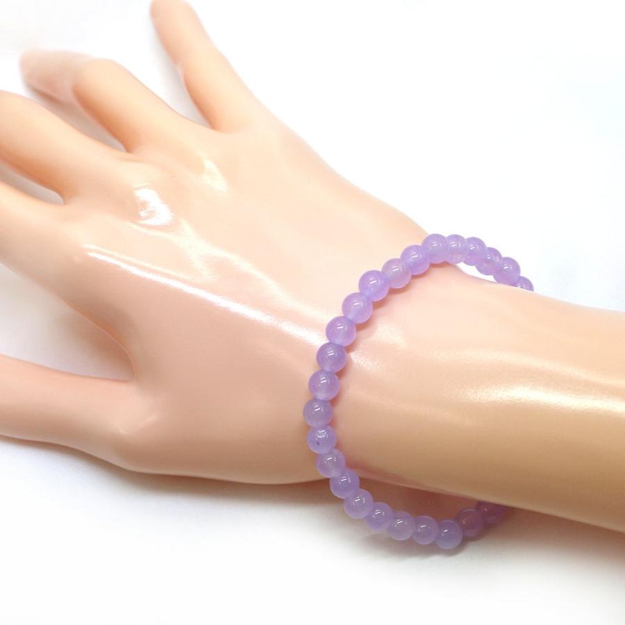 パワーストーン 天然石 ブレスレット カラージェード(ラベンダー・染め) 丸玉 6mm 数珠 念珠 Bracelet お試し価格 |  | 02