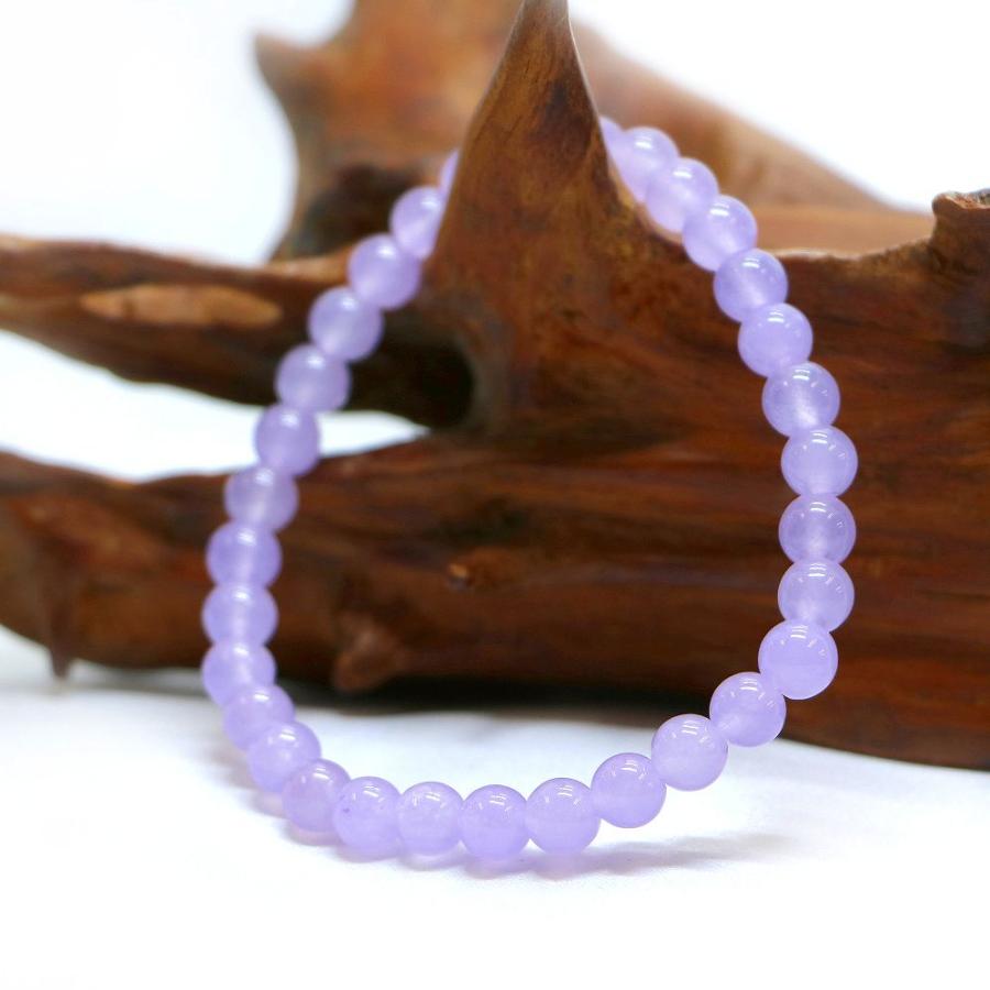 パワーストーン 天然石 ブレスレット カラージェード(ラベンダー・染め) 丸玉 6mm 数珠 念珠 Bracelet お試し価格 |  | 03