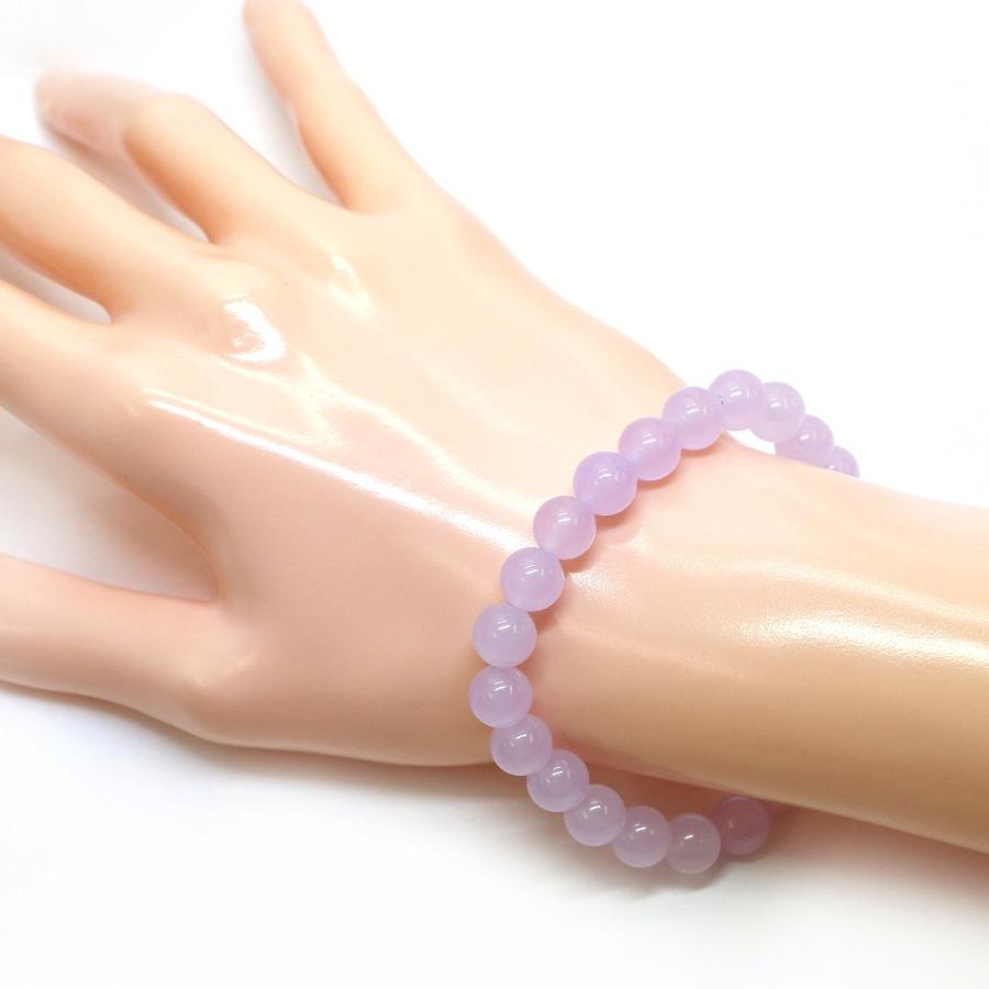 パワーストーン 天然石 ブレスレット カラージェード(ラベンダー・染め) 丸玉 8mm 数珠 念珠 Bracelet お試し価格 |  | 02