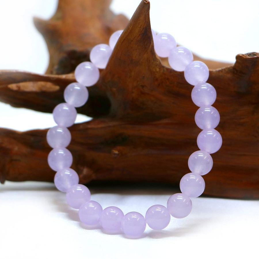 パワーストーン 天然石 ブレスレット カラージェード(ラベンダー・染め) 丸玉 8mm 数珠 念珠 Bracelet お試し価格 |  | 03