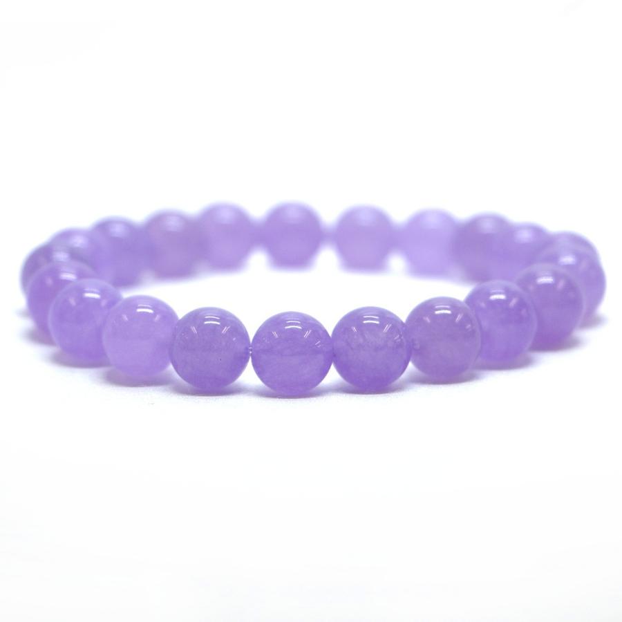パワーストーン 天然石 ブレスレット カラージェード(ラベンダー・染め) 丸玉 10mm 数珠 念珠 Bracelet お試し価格 | 