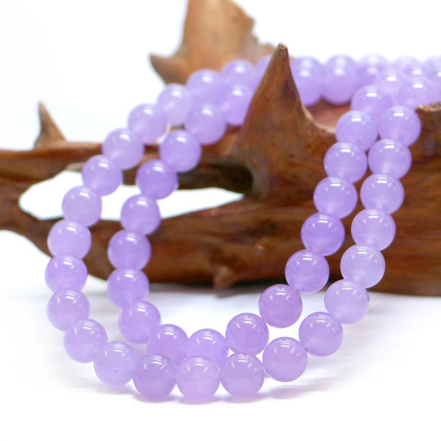 パワーストーン 天然石 ブレスレット カラージェード(ラベンダー・染め) 丸玉 10mm 数珠 念珠 Bracelet お試し価格 |  | 11