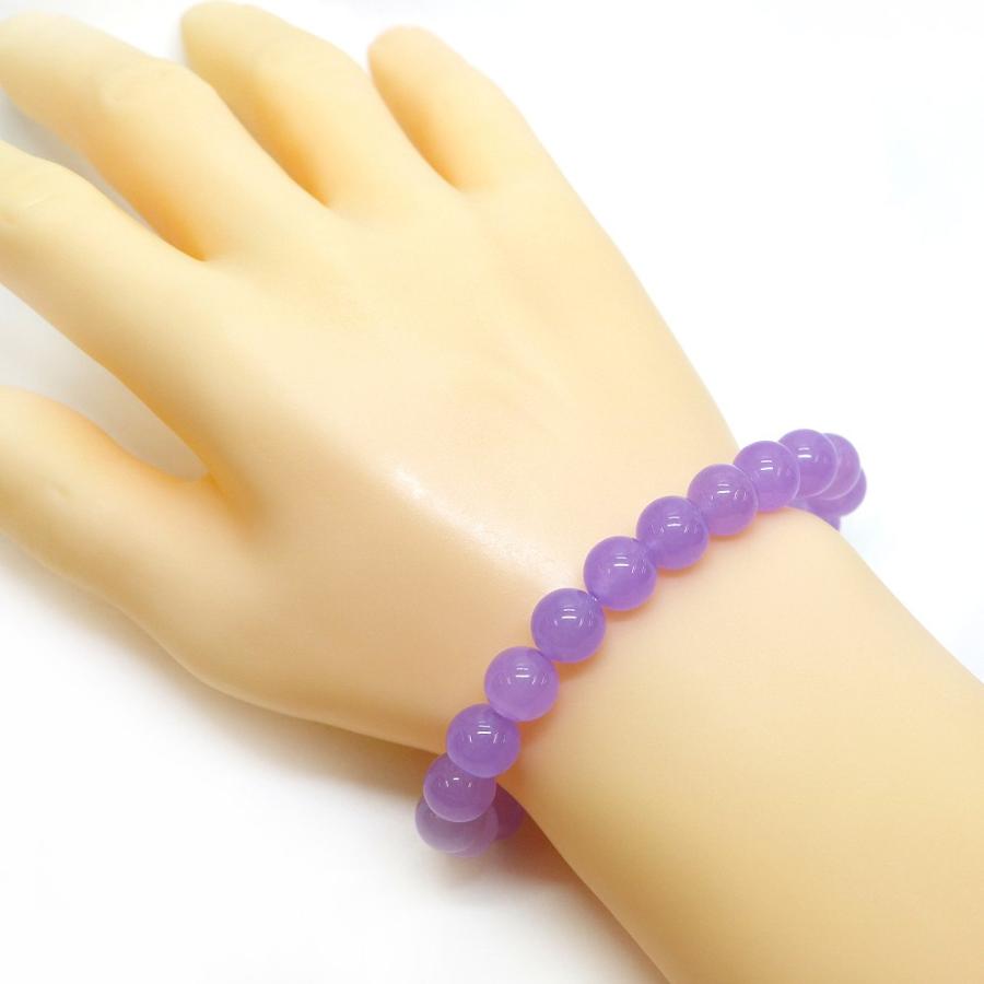 パワーストーン 天然石 ブレスレット カラージェード(ラベンダー・染め) 丸玉 10mm 数珠 念珠 Bracelet お試し価格 |  | 02