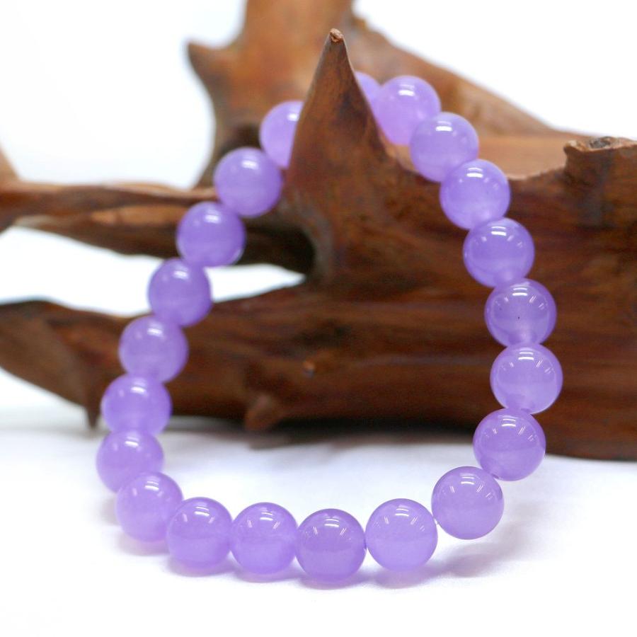 パワーストーン 天然石 ブレスレット カラージェード(ラベンダー・染め) 丸玉 10mm 数珠 念珠 Bracelet お試し価格 |  | 03