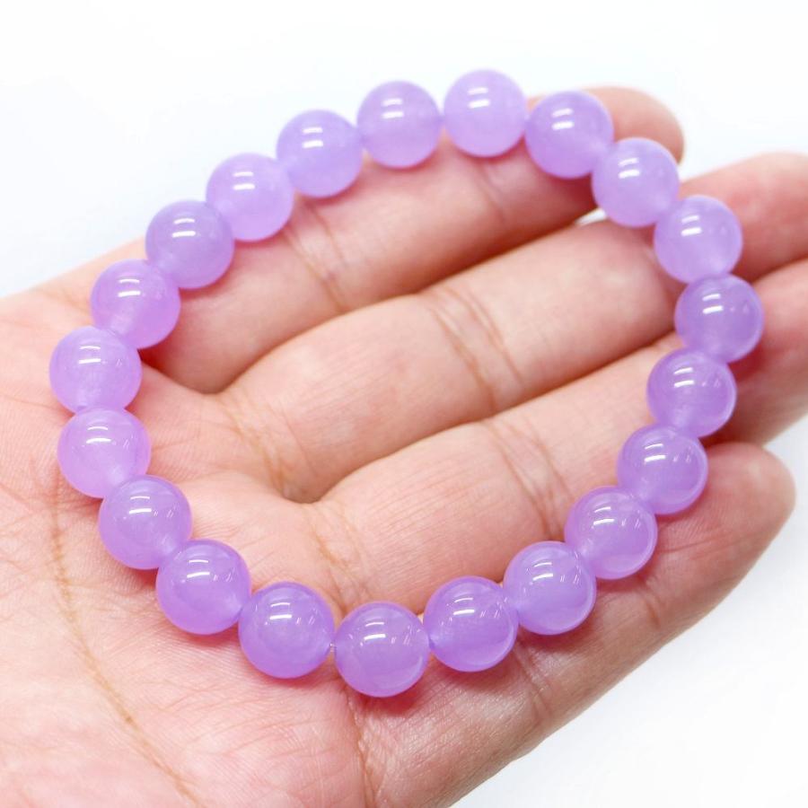 パワーストーン 天然石 ブレスレット カラージェード(ラベンダー・染め) 丸玉 10mm 数珠 念珠 Bracelet お試し価格 |  | 04
