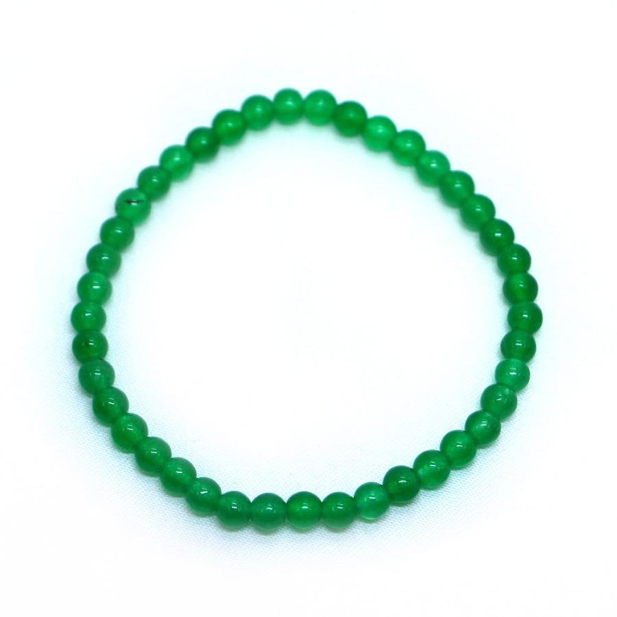 パワーストーン 天然石 ブレスレット カラージェード(グリーン・染め) 丸玉 4mm 数珠 念珠 Bracelet お試し価格 |  | 01