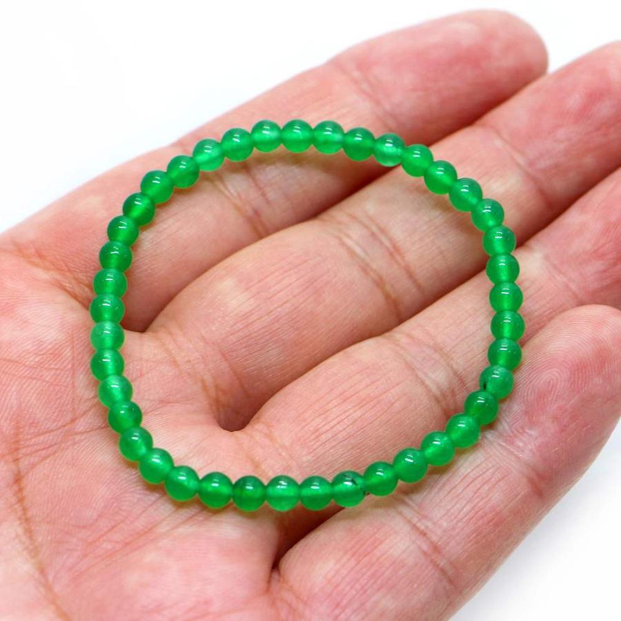 パワーストーン 天然石 ブレスレット カラージェード(グリーン・染め) 丸玉 4mm 数珠 念珠 Bracelet お試し価格 |  | 04