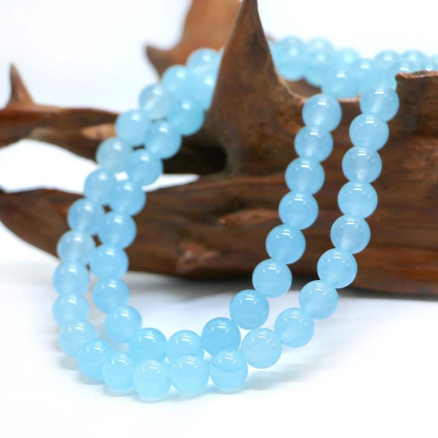 パワーストーン 天然石 ブレスレット カラージェード(ブルー・染め) 丸玉 8mm 数珠 念珠 Bracelet お試し価格 |  | 11