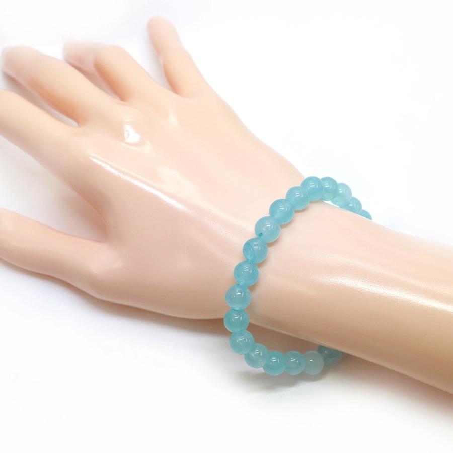 パワーストーン 天然石 ブレスレット カラージェード(ブルー・染め) 丸玉 8mm 数珠 念珠 Bracelet お試し価格 |  | 02