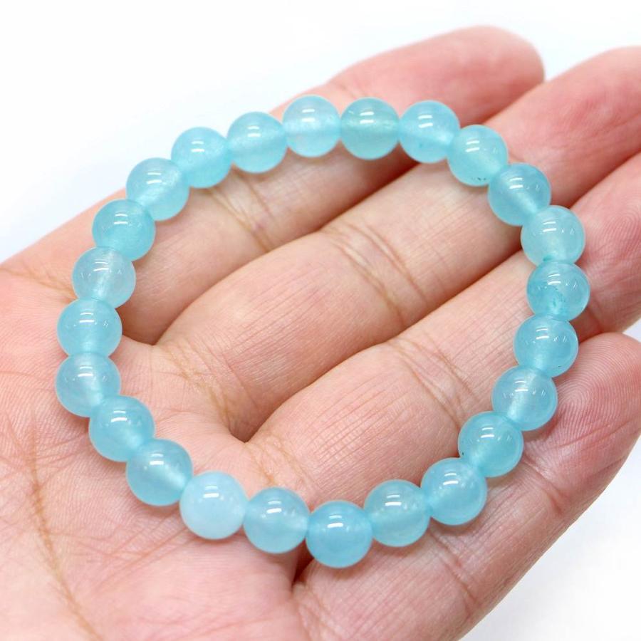 パワーストーン 天然石 ブレスレット カラージェード(ブルー・染め) 丸玉 8mm 数珠 念珠 Bracelet お試し価格 |  | 04