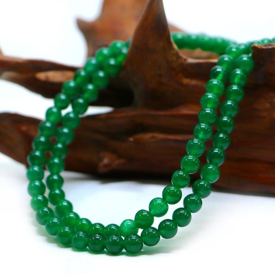 パワーストーン 天然石 ブレスレット カラージェード(グリーン・染め) 丸玉 6mm 数珠 念珠 Bracelet お試し価格 |  | 11