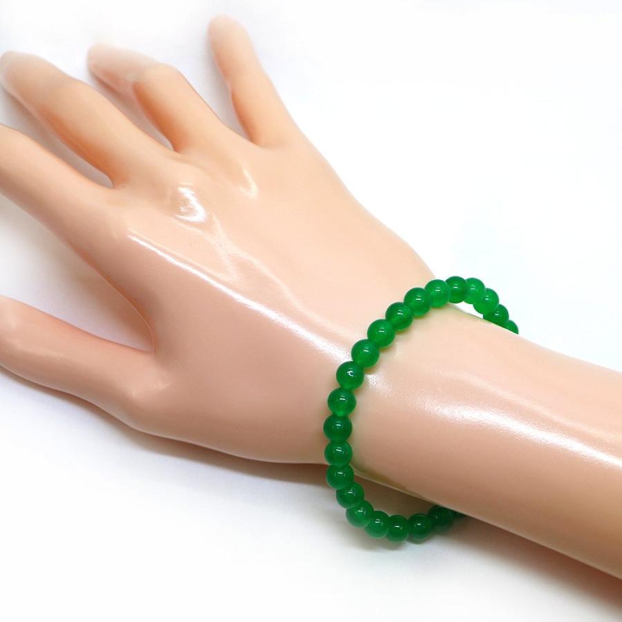 パワーストーン 天然石 ブレスレット カラージェード(グリーン・染め) 丸玉 6mm 数珠 念珠 Bracelet お試し価格 |  | 02