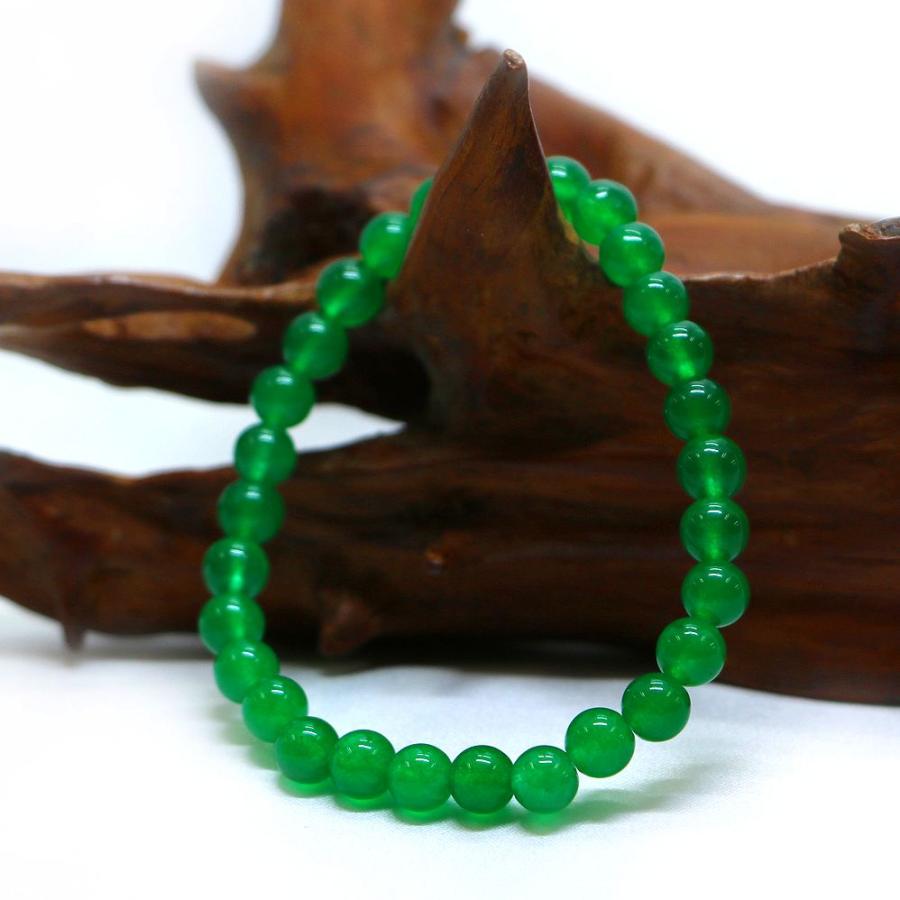パワーストーン 天然石 ブレスレット カラージェード(グリーン・染め) 丸玉 6mm 数珠 念珠 Bracelet お試し価格 |  | 03
