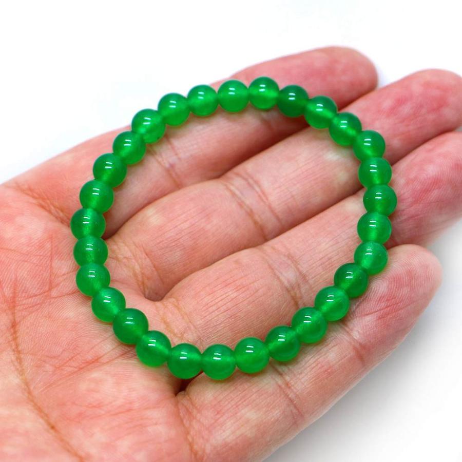 パワーストーン 天然石 ブレスレット カラージェード(グリーン・染め) 丸玉 6mm 数珠 念珠 Bracelet お試し価格 |  | 04