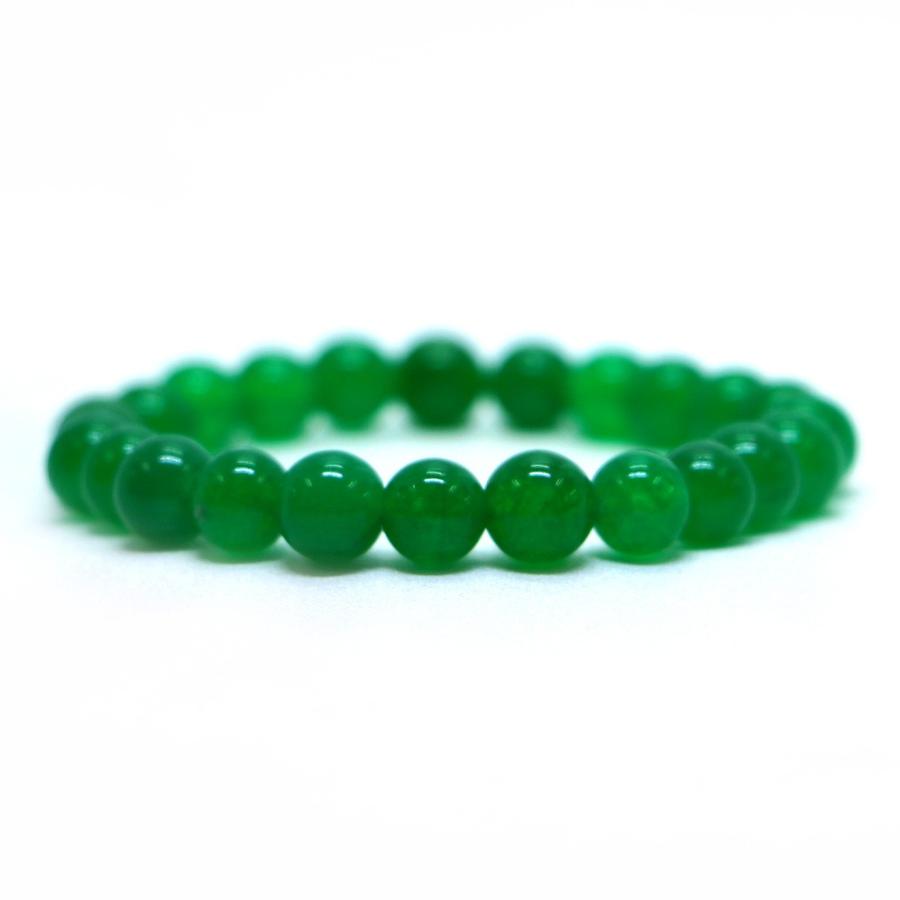 パワーストーン 天然石 ブレスレット カラージェード(グリーン・染め) 丸玉 8mm 数珠 念珠 Bracelet お試し価格 | 