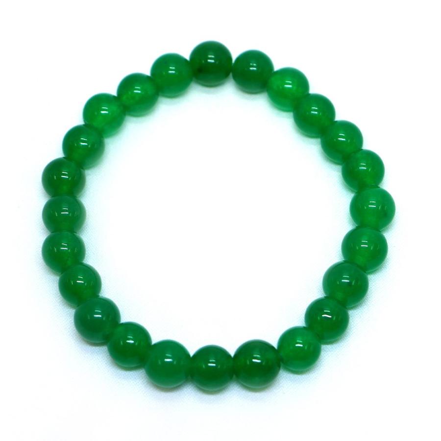 パワーストーン 天然石 ブレスレット カラージェード(グリーン・染め) 丸玉 8mm 数珠 念珠 Bracelet お試し価格 |  | 01