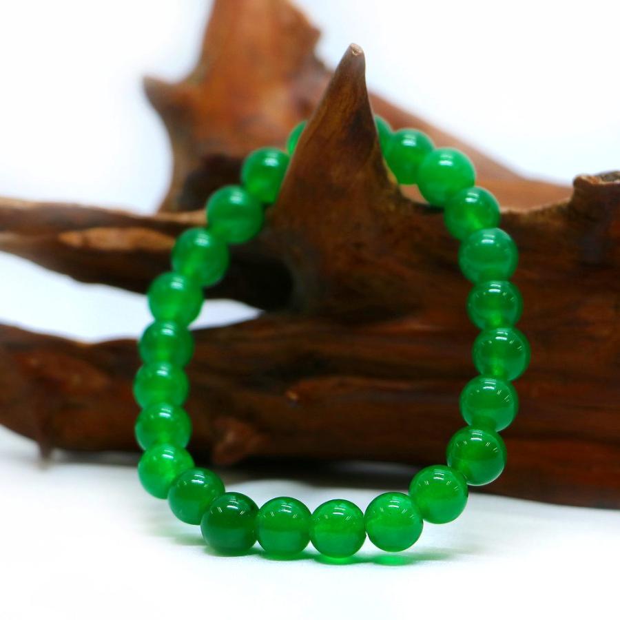パワーストーン 天然石 ブレスレット カラージェード(グリーン・染め) 丸玉 8mm 数珠 念珠 Bracelet お試し価格 |  | 03