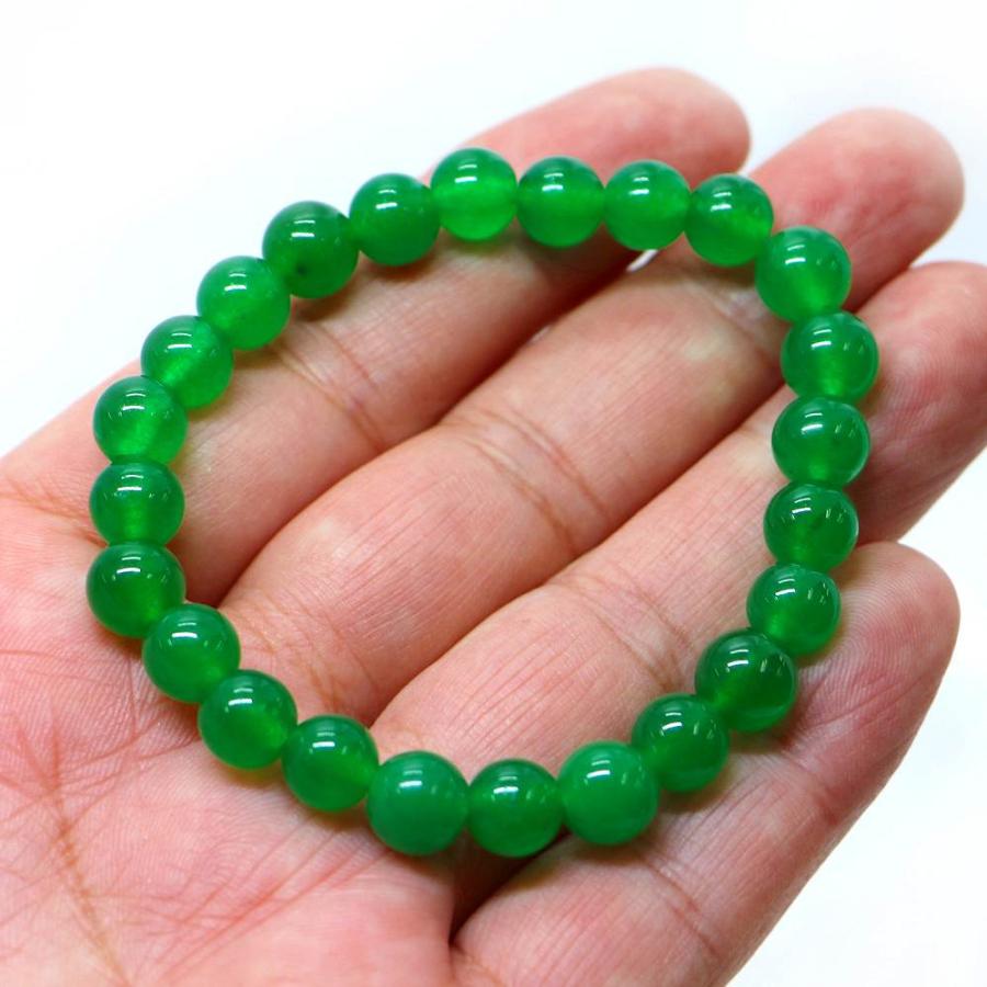 パワーストーン 天然石 ブレスレット カラージェード(グリーン・染め) 丸玉 8mm 数珠 念珠 Bracelet お試し価格 |  | 04