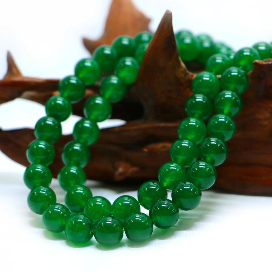 パワーストーン 天然石 ブレスレット カラージェード(グリーン・染め) 丸玉 10mm 数珠 念珠 Bracelet お試し価格 |  | 11