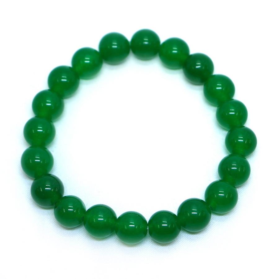 パワーストーン 天然石 ブレスレット カラージェード(グリーン・染め) 丸玉 10mm 数珠 念珠 Bracelet お試し価格 |  | 01