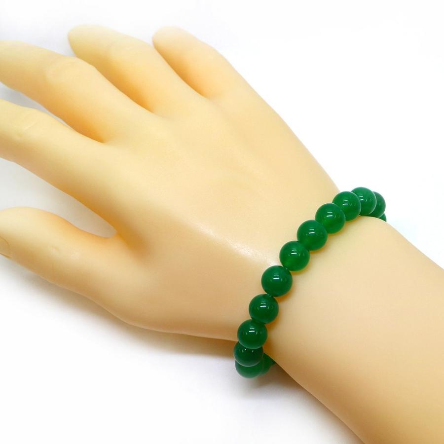 パワーストーン 天然石 ブレスレット カラージェード(グリーン・染め) 丸玉 10mm 数珠 念珠 Bracelet お試し価格 |  | 02