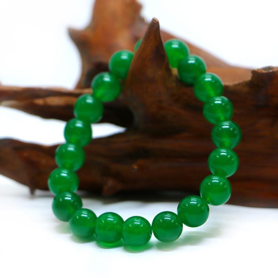 パワーストーン 天然石 ブレスレット カラージェード(グリーン・染め) 丸玉 10mm 数珠 念珠 Bracelet お試し価格 |  | 03