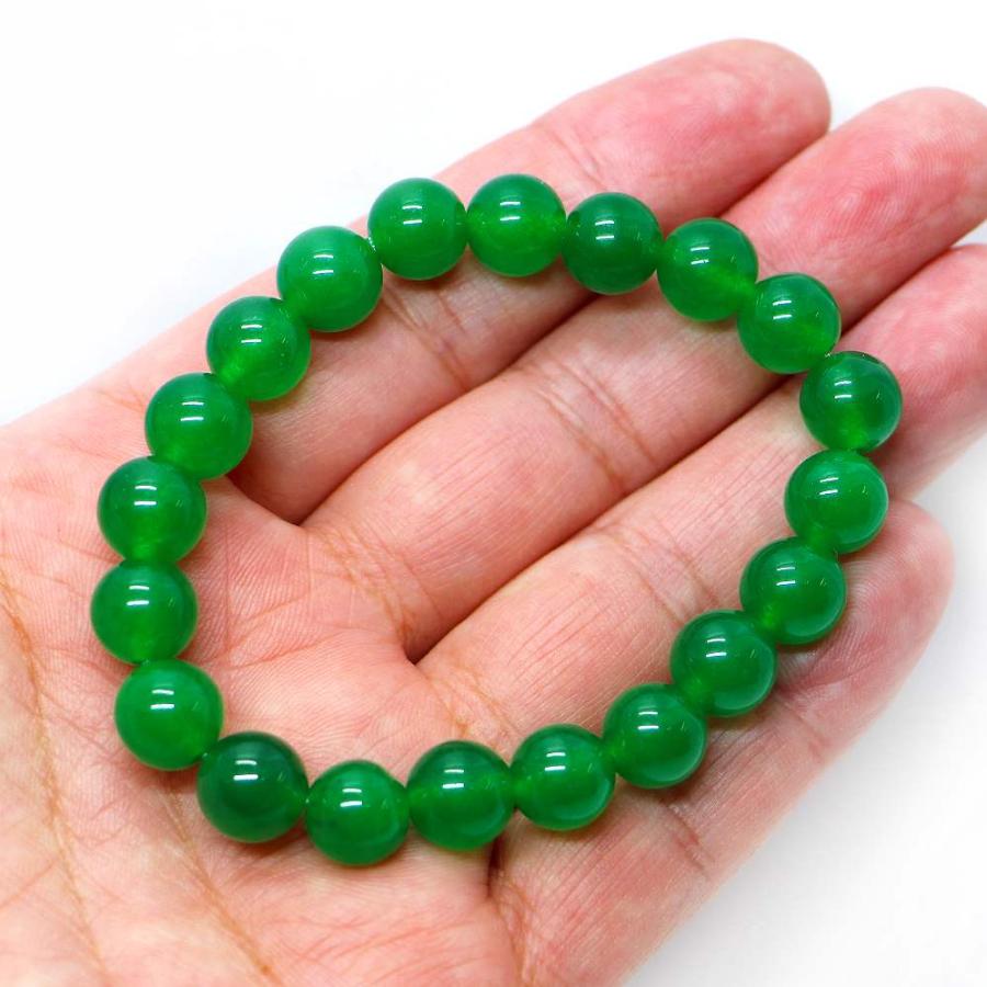 パワーストーン 天然石 ブレスレット カラージェード(グリーン・染め) 丸玉 10mm 数珠 念珠 Bracelet お試し価格 |  | 04