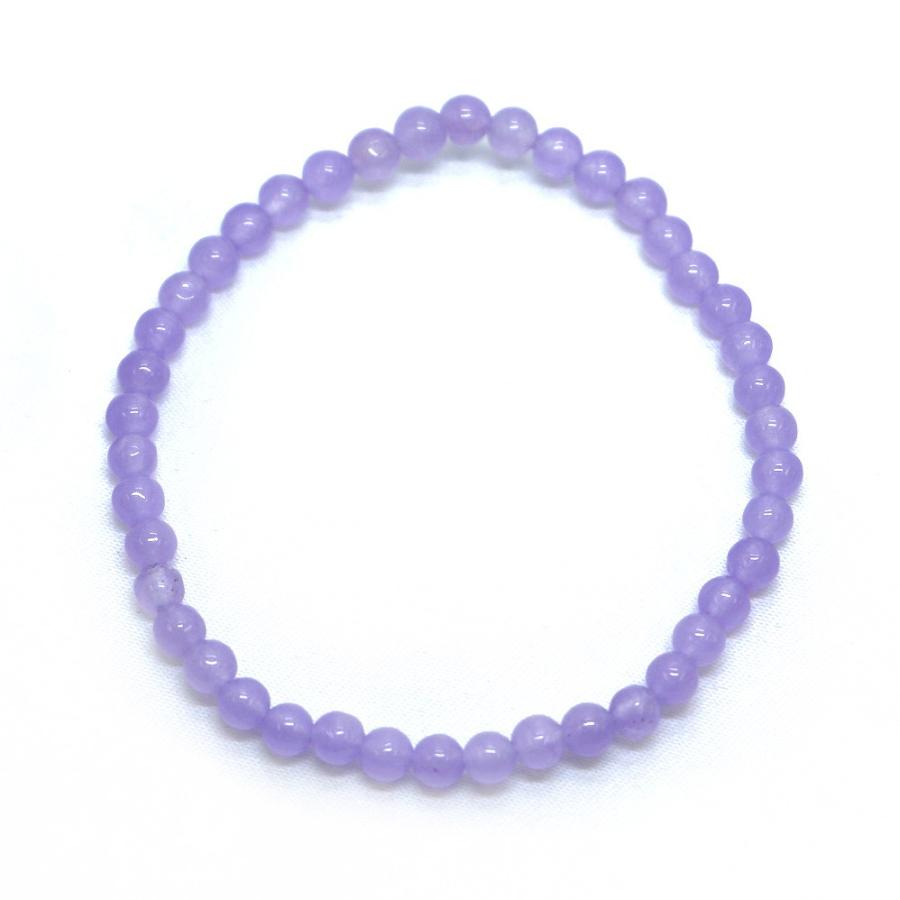 パワーストーン 天然石 ブレスレット カラージェード(ラベンダー・染め) 丸玉 4mm 数珠 念珠 Bracelet お試し価格 |  | 01